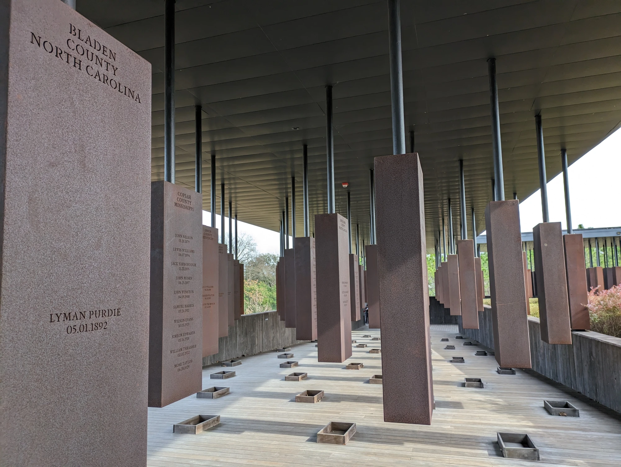 The National Memorial for Peace and Justice in Montgomery, Alabama. The National Memorial for Peace and Justice in Montgomery, Alabama.