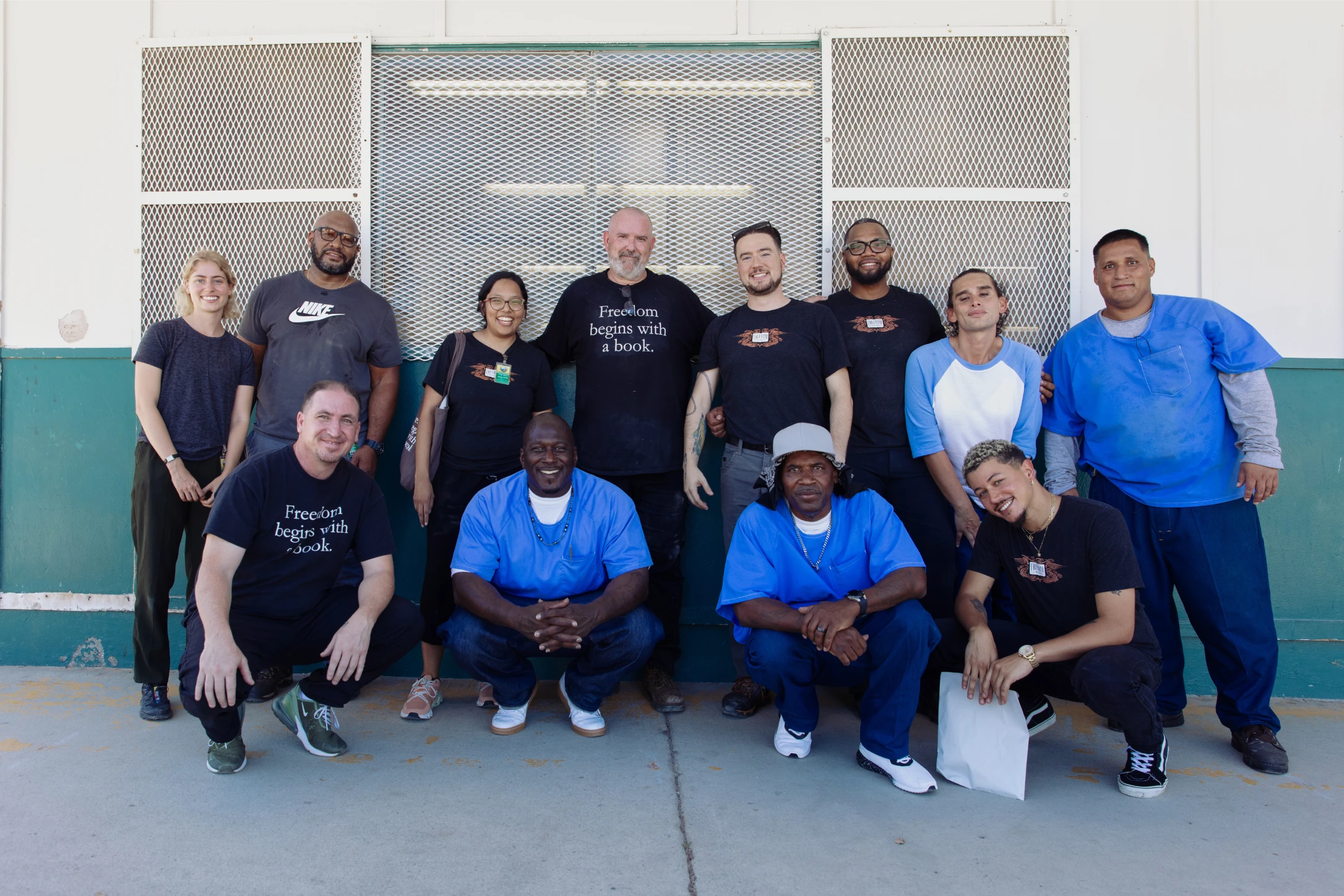 The Freedom Reads team with Freedom Library Patrons at the California Institution for Men.